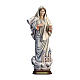 Statua Madonna di Medjugorje con chiesa legno dipinto Val Gardena s1