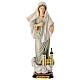 Statua Madonna di Medjugorje con chiesa legno dipinto Val Gardena s1