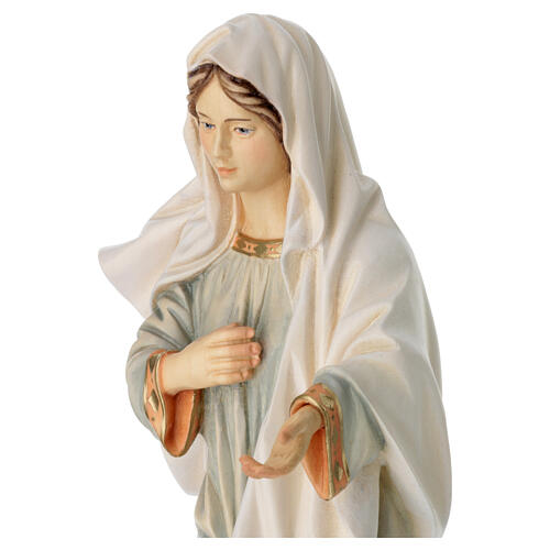 Figura Madonna z Medjugorje z kościołem drewno malowane Val Gardena 5