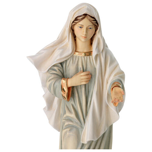 Our Lady of Medjugorje with church painted Valgardena wood statue 2