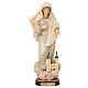 Statue Notre-Dame Reine de la Paix avec église bois peint Val Gardena s1