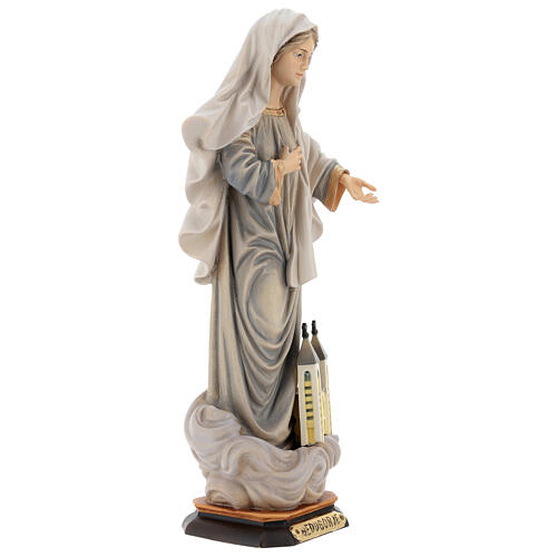 Our Lady of Medjugorje Kraljica Mira with church statue in painted wood, Val Gardena 5