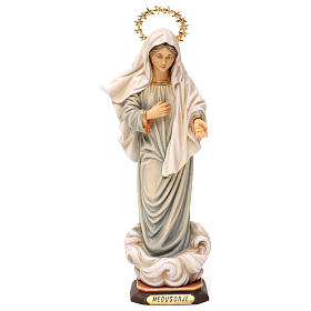 Estatua Virgen Medjugorje con corona de rayos madera pintada Val Gardena