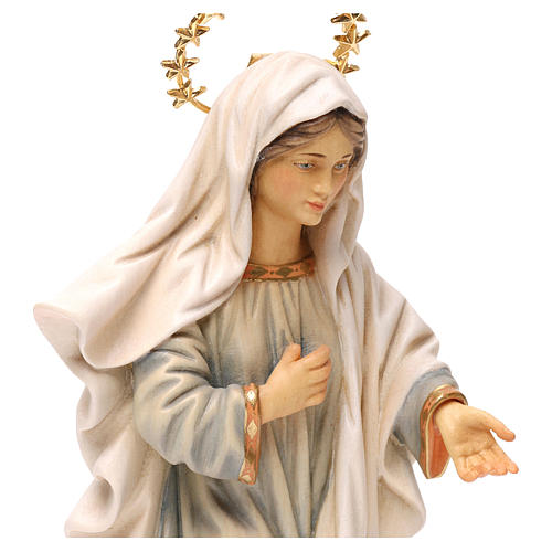 Figura Madonna Medjugorje z gwieździstą aureolą drewno malowane Val Gardena 2