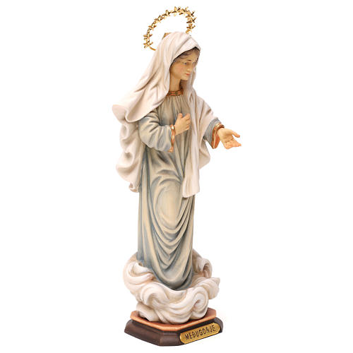 Madonna Medjugorje Statue with halo wood painted Val Gardena 4