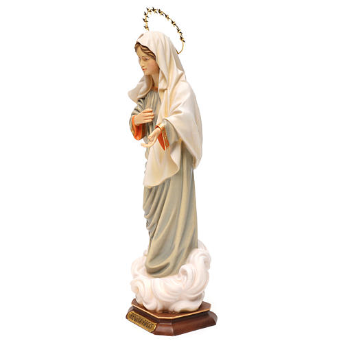 Statue Notre-Dame Reine de la Paix avec auréole d'étoiles bois peint Val Gardena 3