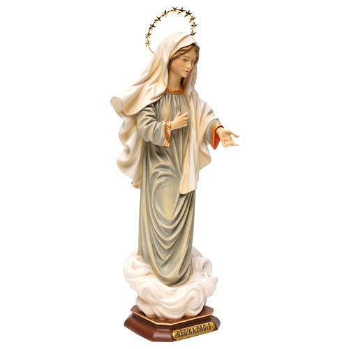 Statue Notre-Dame Reine de la Paix avec auréole d'étoiles bois peint Val Gardena 4