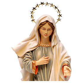 Figura Madonna Królowa Pokoju z aureolą gwiazd drewno malowane Val Gardena