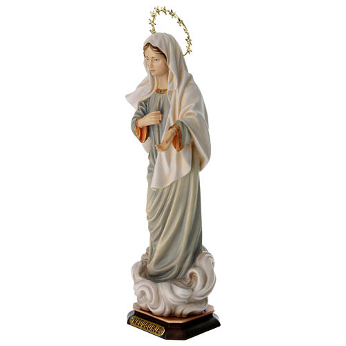 Our Lady of Medjugorje Kraljica Mira with halo statue in painted wood, Val Gardena 4