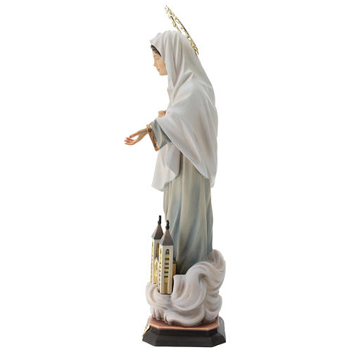 Madonna of Medjugorje Statue with Church and Halo wood painted Val Gardena 6