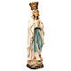 Statue Gottesmutter von Lourdes mit Kranz bemalten Gr6dnertal Holz s4