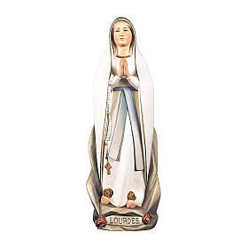 Estatua Virgen de Lourdes estilizada madera pintada Val Gardena