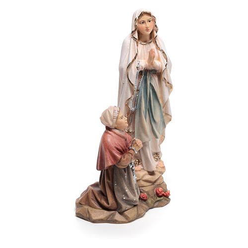 Group apparition of Lourdes statue in painted wood, Val Gardena 3