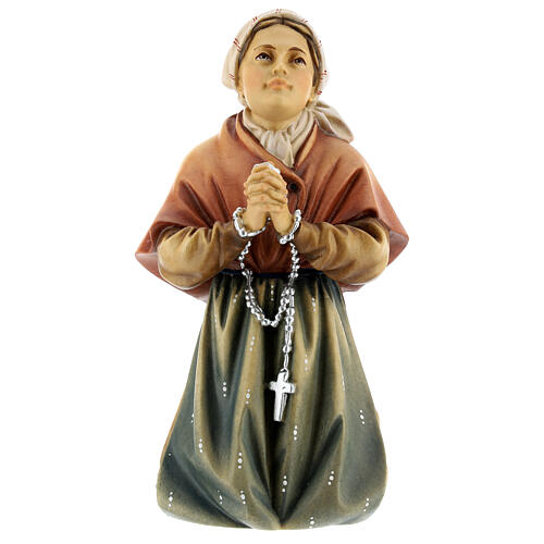 Saint Bernadette statue in painted wood, Val Gardena 1