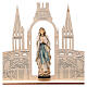 Statua Madonna di Lourdes con basilica legno dipinto Val Gardena 8(20x16) cm s2