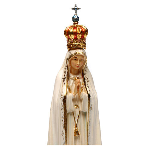 Statue Gottesmutter von Fatima Capelinha mit Kranz bemalten Grödnertal Holz 2