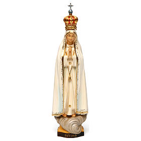 Estatua Virgen de Fátima Capelinha con corona madera pintada Val Gardena