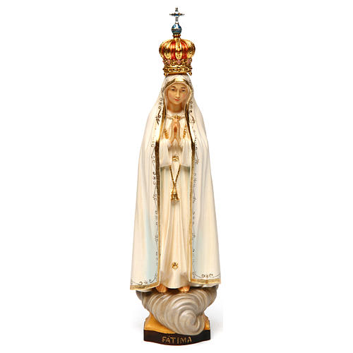 Imagem Nossa Senhora de Fátima Capelinha com coroa madeira pintada Val Gardena 1