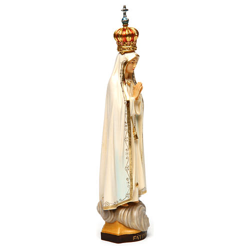 Imagem Nossa Senhora de Fátima Capelinha com coroa madeira pintada Val Gardena 4