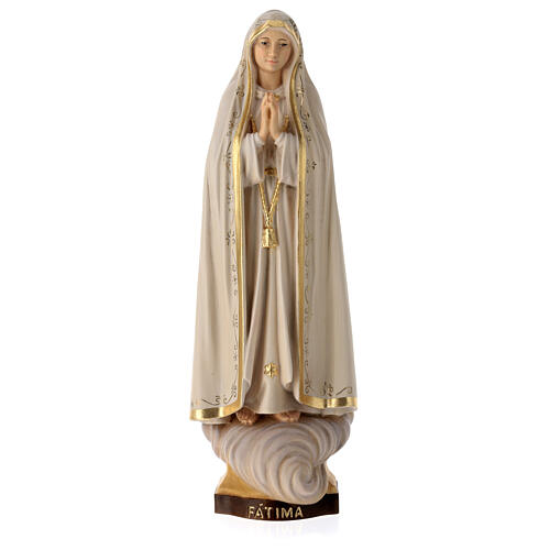 Statua Madonna di Fátima Capelinha legno dipinto Val Gardena 1