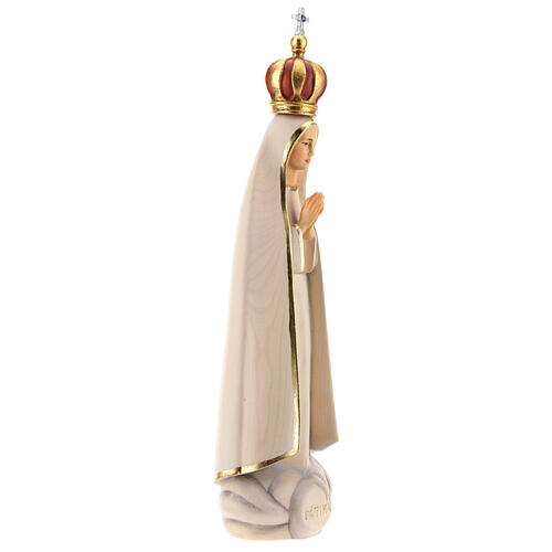 Statue Notre-Dame de Fatima stylisée avec couronne bois peint Val Gardena 4