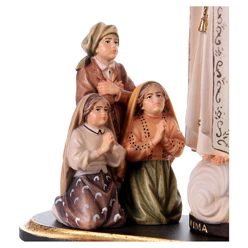 Group apparition of Fatima with crown statue in painted wood, Val Gardena 2