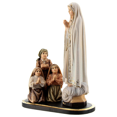 Group apparition of Fatima statue in painted wood, Val Gardena 3