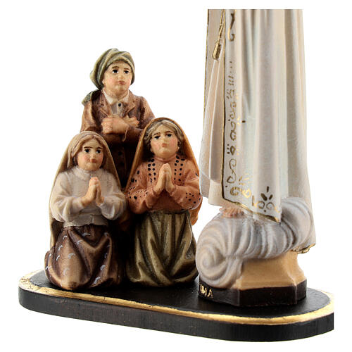 Group apparition of Fatima statue in painted wood, Val Gardena 4