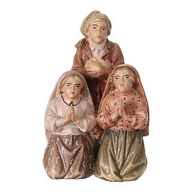 The Three Shepherds of Fatima statues in painted wood, Val Gardena