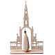 Statua Madonna di Fatima con corona e basilica, legno dipinto Val Gardena 9 cm s6