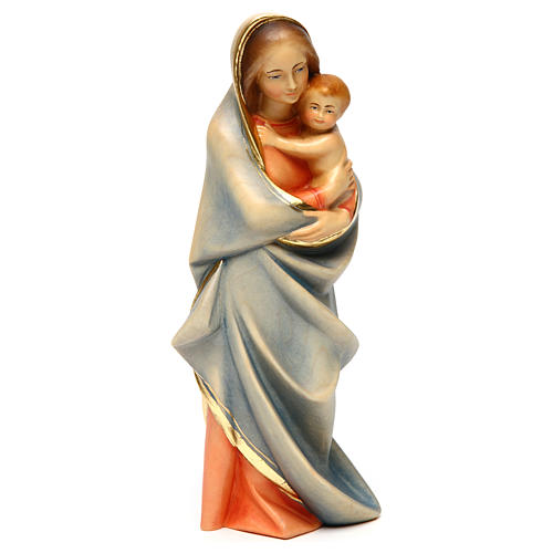 Statue Gottesmutter mit Kind bemalten Grödnertal Holz 4