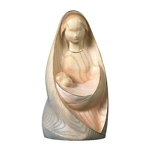 Statua Madonna La Gioia seduta legno dipinto Val Gardena 1