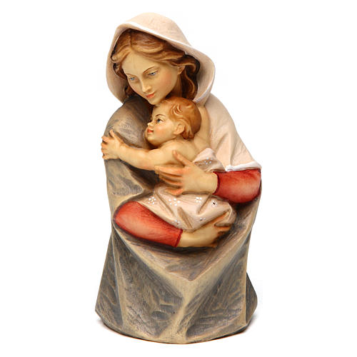 Büste Gottesmutter mit Kind bemalten Grödnertal Holz 1