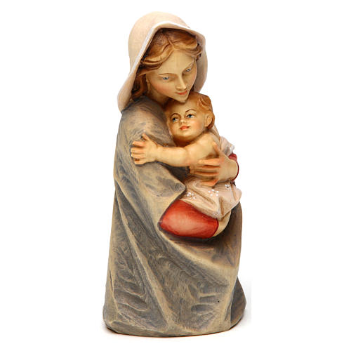 Büste Gottesmutter mit Kind bemalten Grödnertal Holz 3
