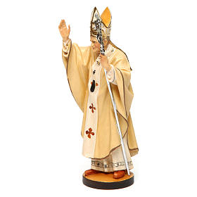 Estatua Santo Papa Juan Pablo II madera pintada Val Gardena