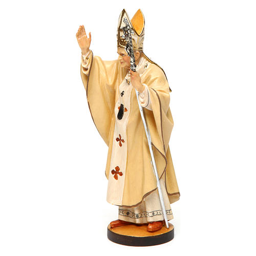 Statue St Pape Jean-Paul II bois peint Val Gardena 2