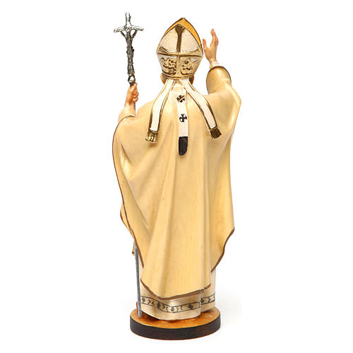 Statue St Pape Jean-Paul II bois peint Val Gardena 4