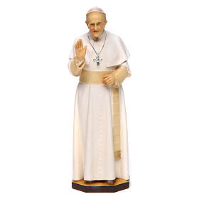 Statue Papst Franziskus bemalten Grödnertal Holz