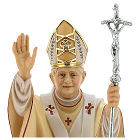 Statue Papst Benedikt 16. bemalten Grödnertal Holz