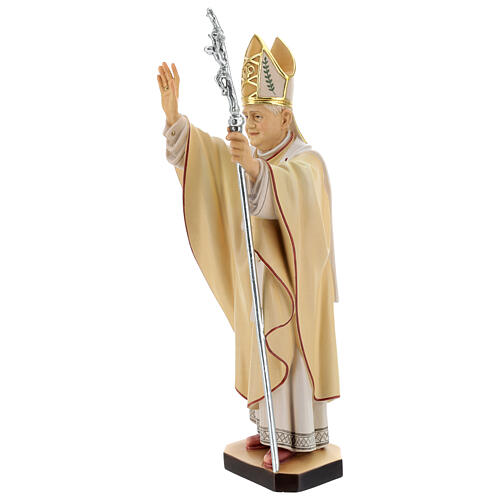 Statue Pape Benoît XVI bois peint Val Gardena 3