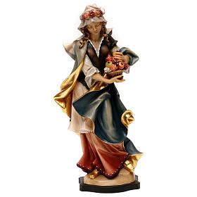 Statue of St. Dorothea with roses in painted wood from Val Gardena