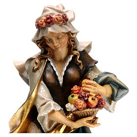Estatua Santa Dorothea con rosas madera pintada Val Gardena