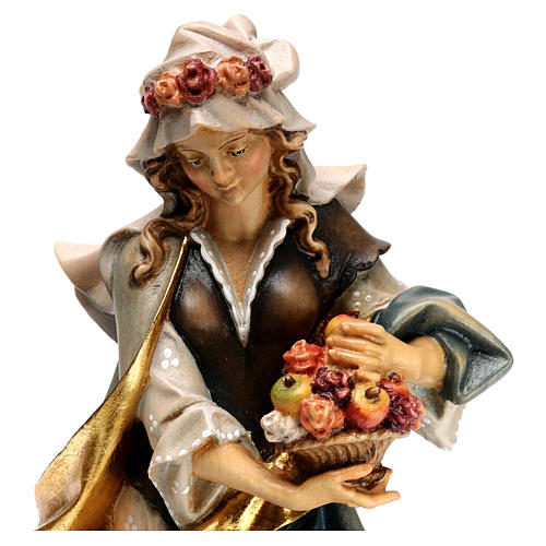Statua Santa Dorothea con rose legno dipinto Val Gardena 2