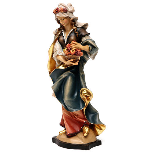 Statua Santa Dorothea con rose legno dipinto Val Gardena 3