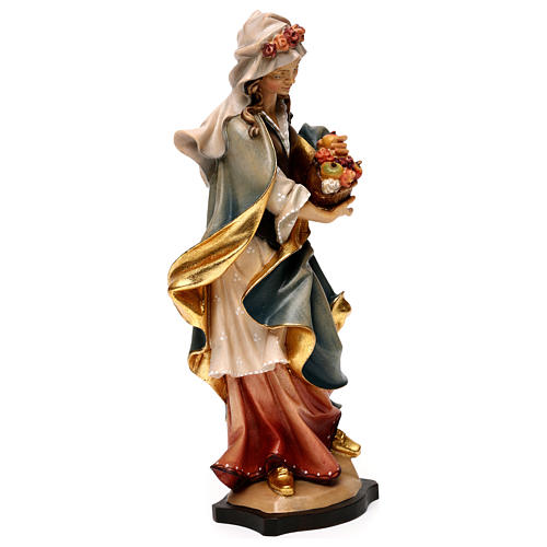 Saint Dorothy Statue with rose wood painted Val Gardena 4