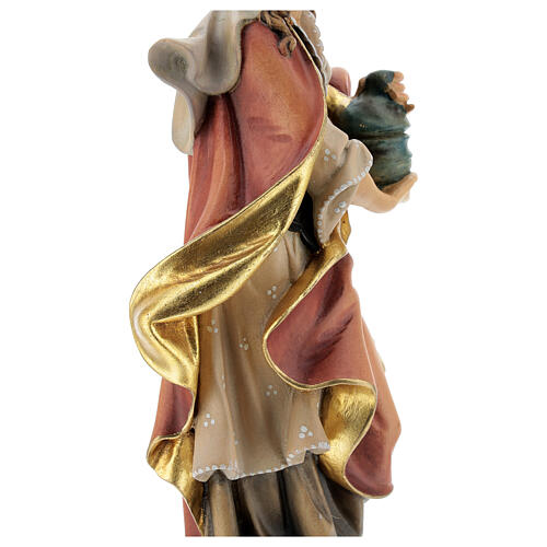 Estatua Santa María Magdalena con recipiente de bálsamos madera pintada Val Gardena 4