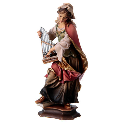 Imagem Santa Cecília de Roma com órgão madeira pintada Val Gardena 3