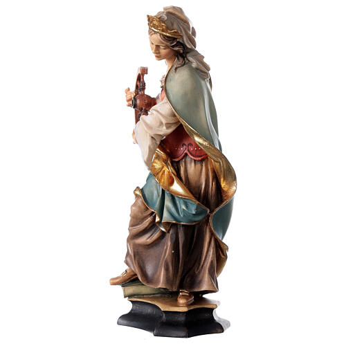 Statue Sainte Catherine d'Alexandrie avec roue bois peint Val Gardena 2