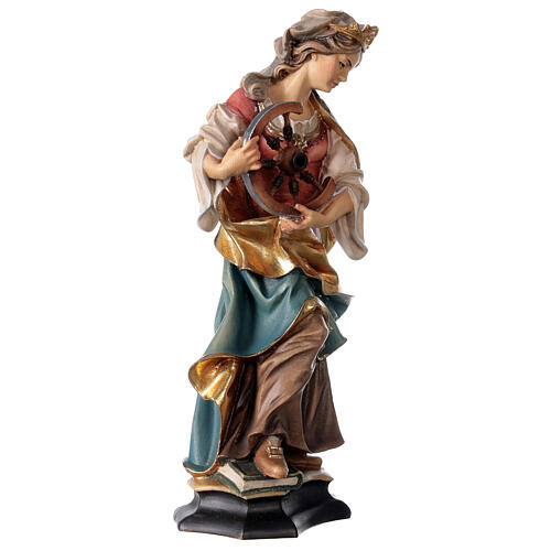 Statue Sainte Catherine d'Alexandrie avec roue bois peint Val Gardena 3