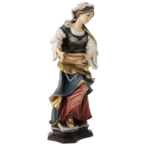 Statua Santa martire con libro e palma legno dipinto Val Gardena 5